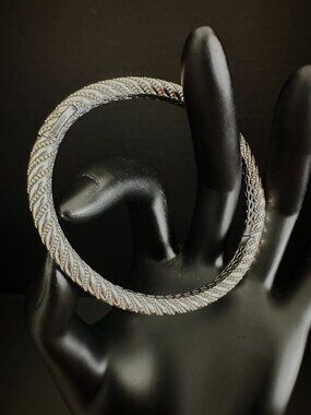 925 Sterling Silver Thailand Rope Twist Bangle Bracelet | 29g Statement Cuff